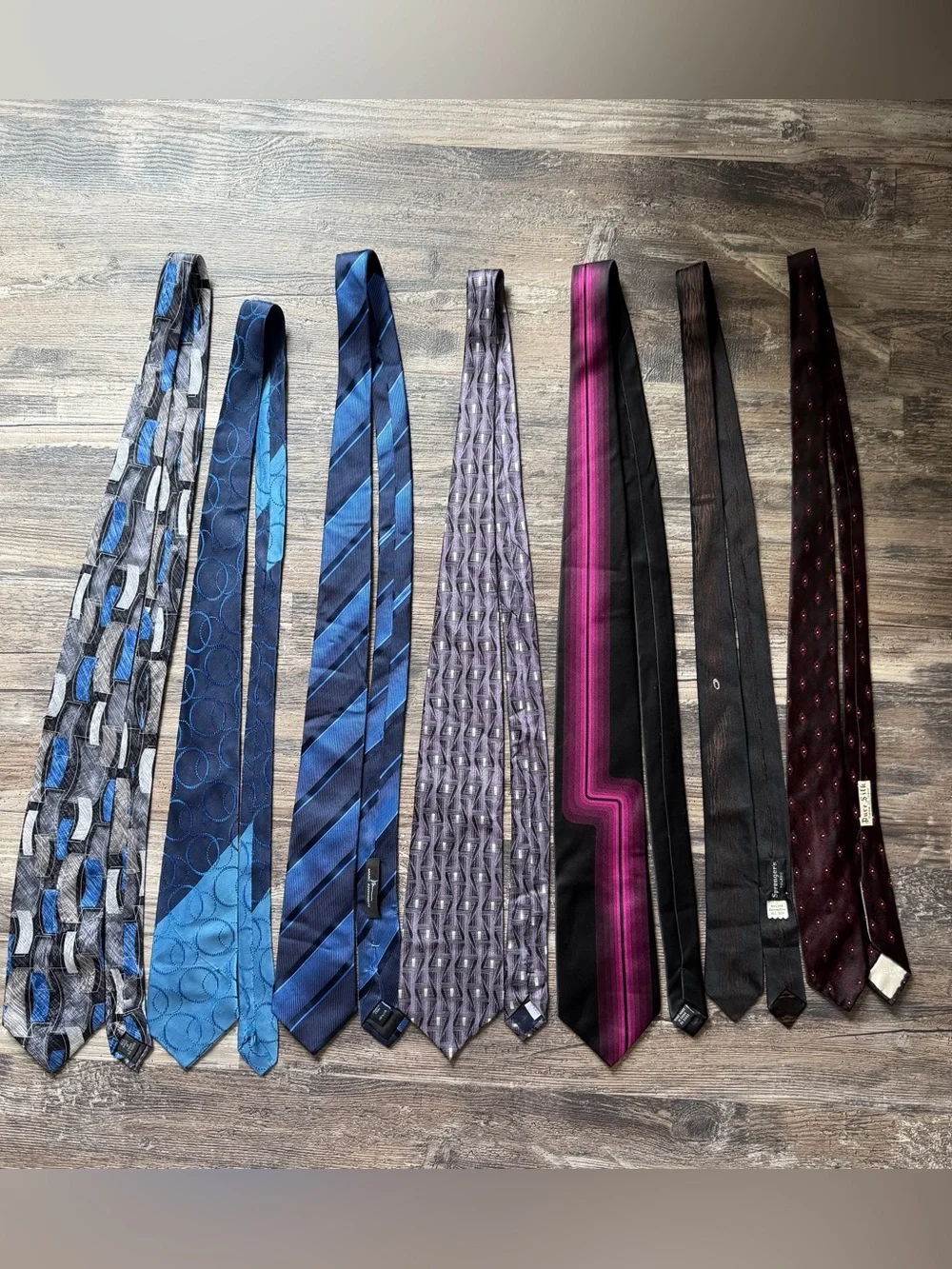 Lot of 7 assorted blue purple pink black men’s neck ties Puritan Croft & Barrow
